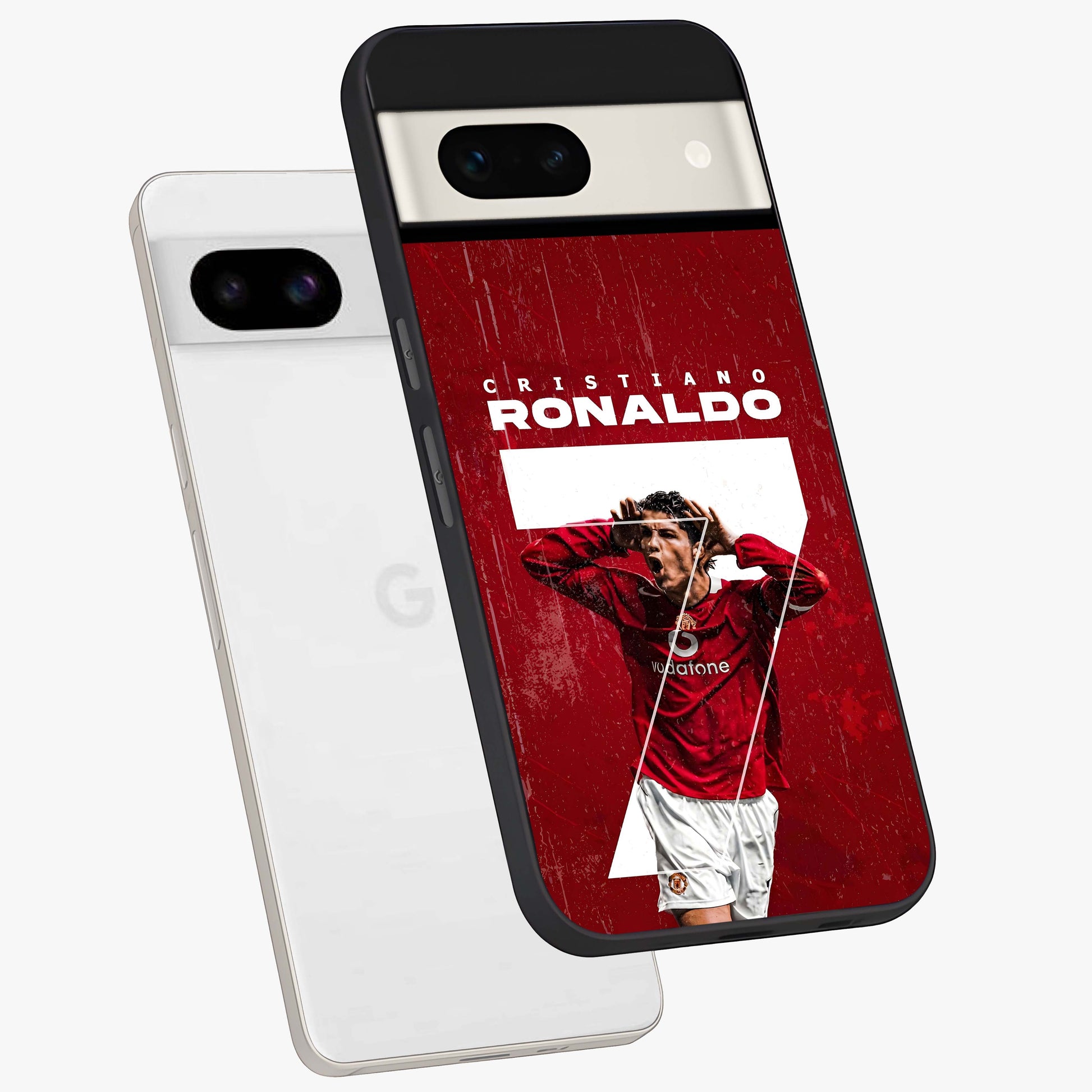 Goal Celebration Legacy Glass Case displayed in angled mockup highlighting energetic sports celebration design with bold athletic theme.