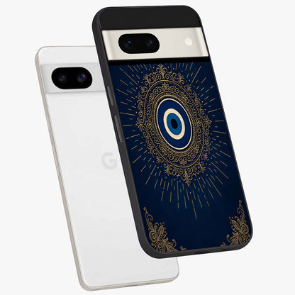 Golden Celestial Charm Glass Case displayed in angled mockup highlighting sparkling cosmic charm design with celestial aesthetic.