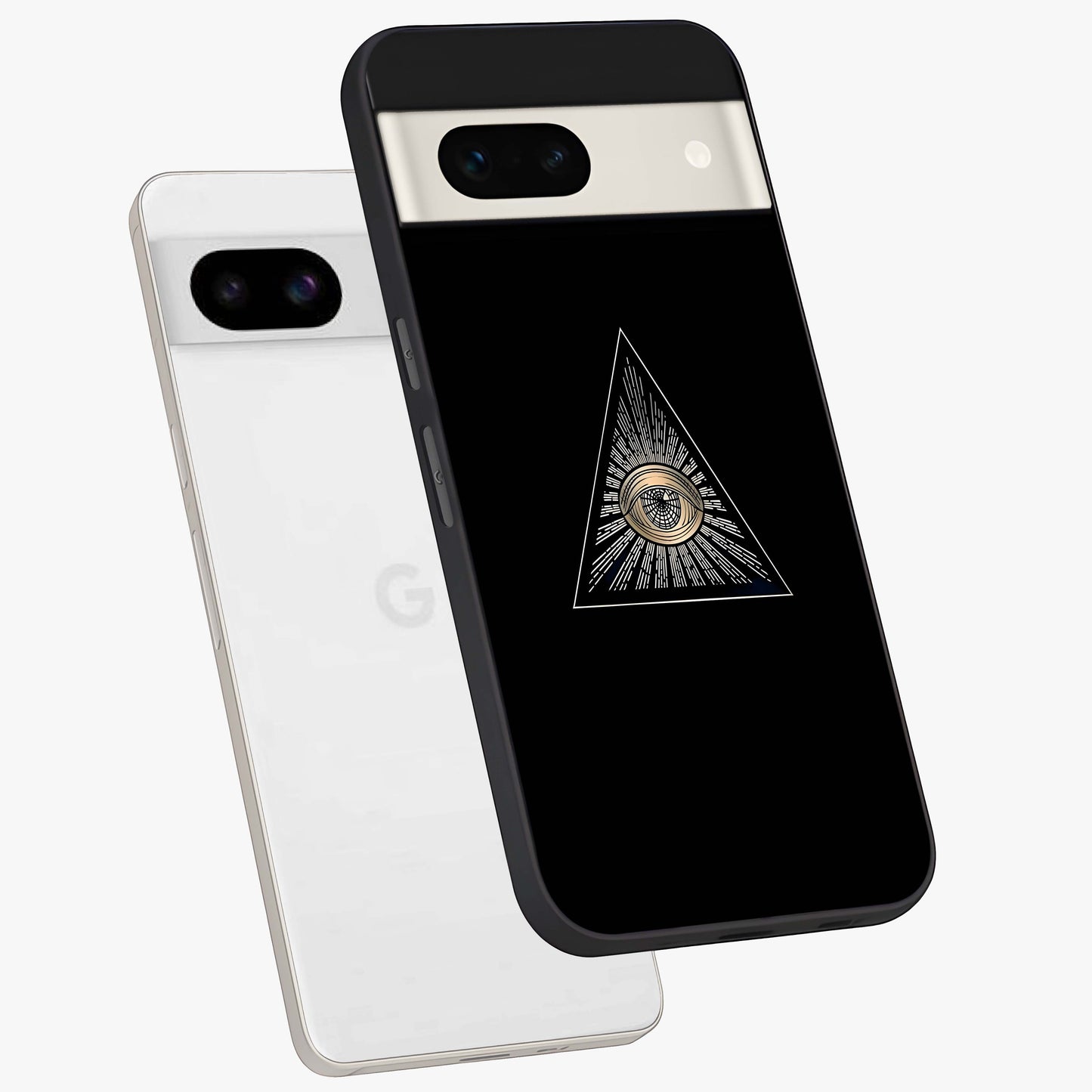 Illuminati Evil Glass Case displayed in angled mockup highlighting dark occult inspired design with bold aesthetic style.