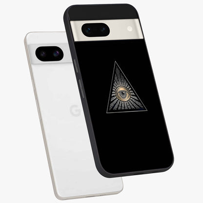 Illuminati Evil Glass Case displayed in angled mockup highlighting dark occult inspired design with bold aesthetic style.