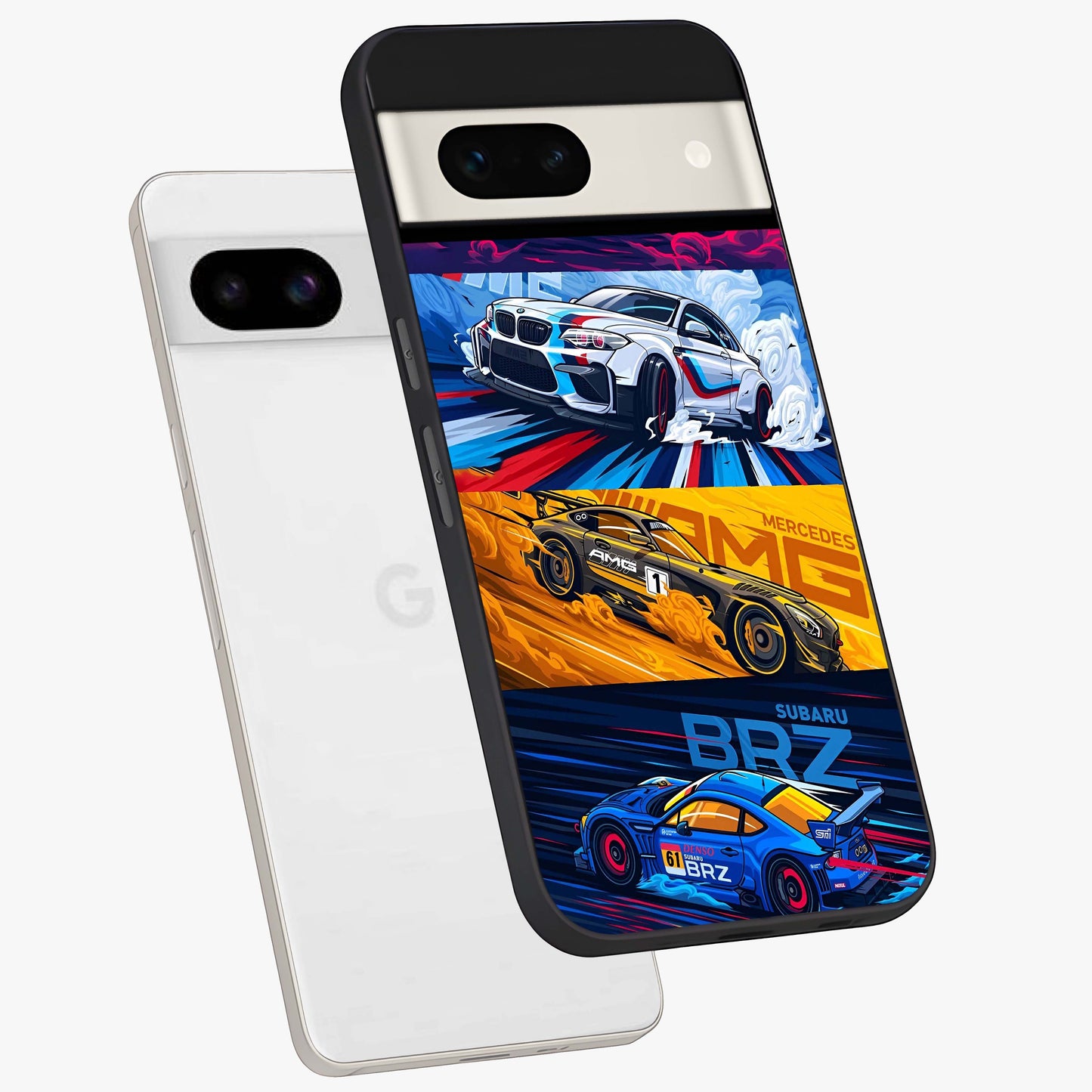 JDM Sports Car Glass Case displayed in angled mockup highlighting sleek Japanese racing car design with automotive aesthetic.