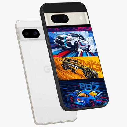 JDM Sports Car Glass Case displayed in angled mockup highlighting sleek Japanese racing car design with automotive aesthetic.