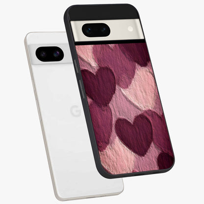 Layered Paper Hearts Glass Case displayed in angled mockup highlighting creative paper craft heart design with romantic aesthetic.
