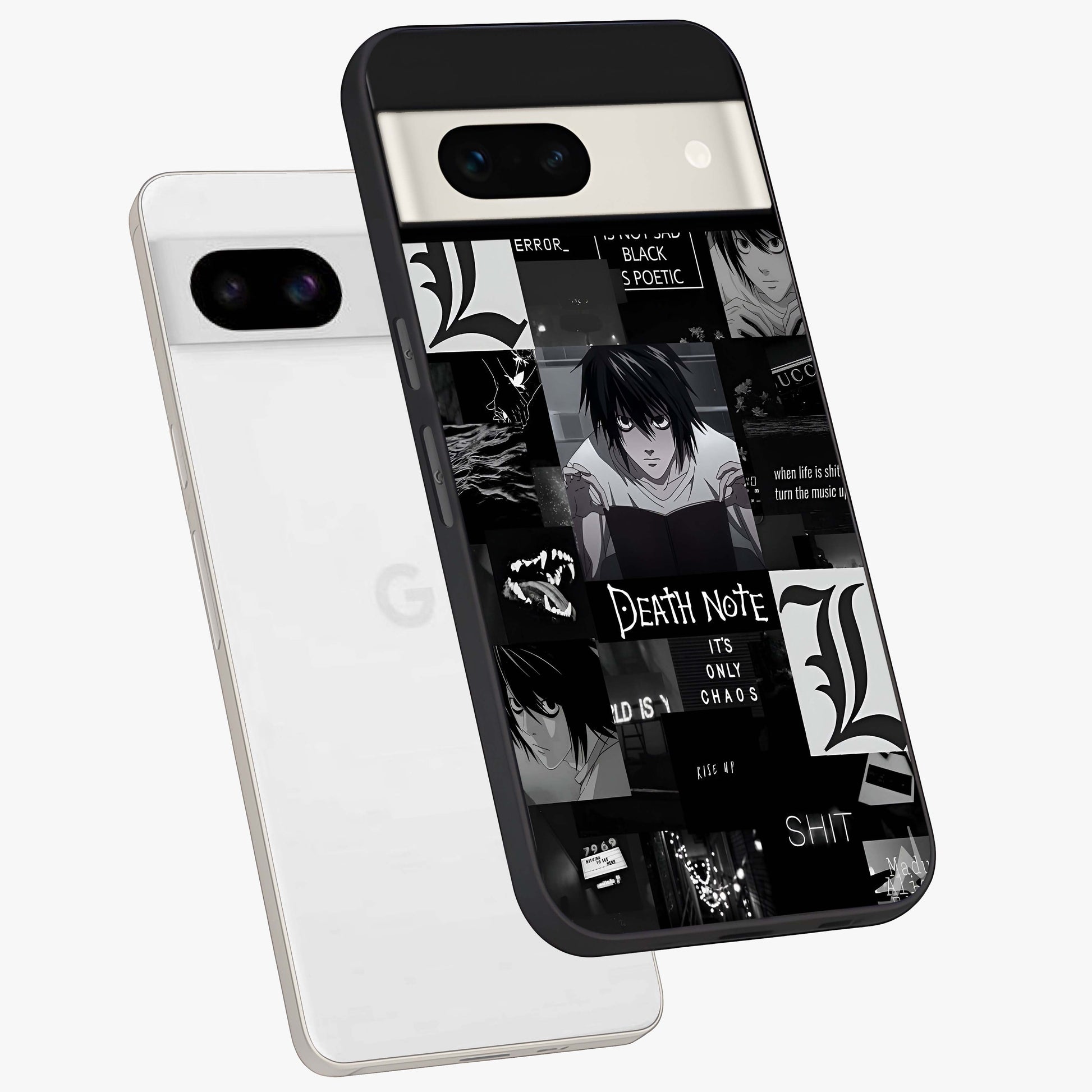 Midnight Chaos Mind Glass Case displayed in angled mockup highlighting chaotic artistic design with dramatic midnight aesthetic.
