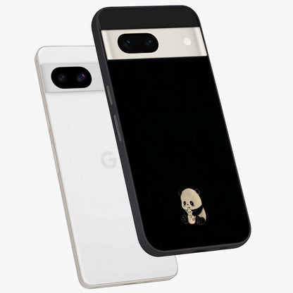 Midnight Panda Love Glass Case displayed in angled mockup highlighting adorable panda illustration with midnight aesthetic.