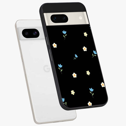 Minimal Petal Whispers Glass Case displayed in angled mockup highlighting delicate petal design with clean minimal aesthetic.