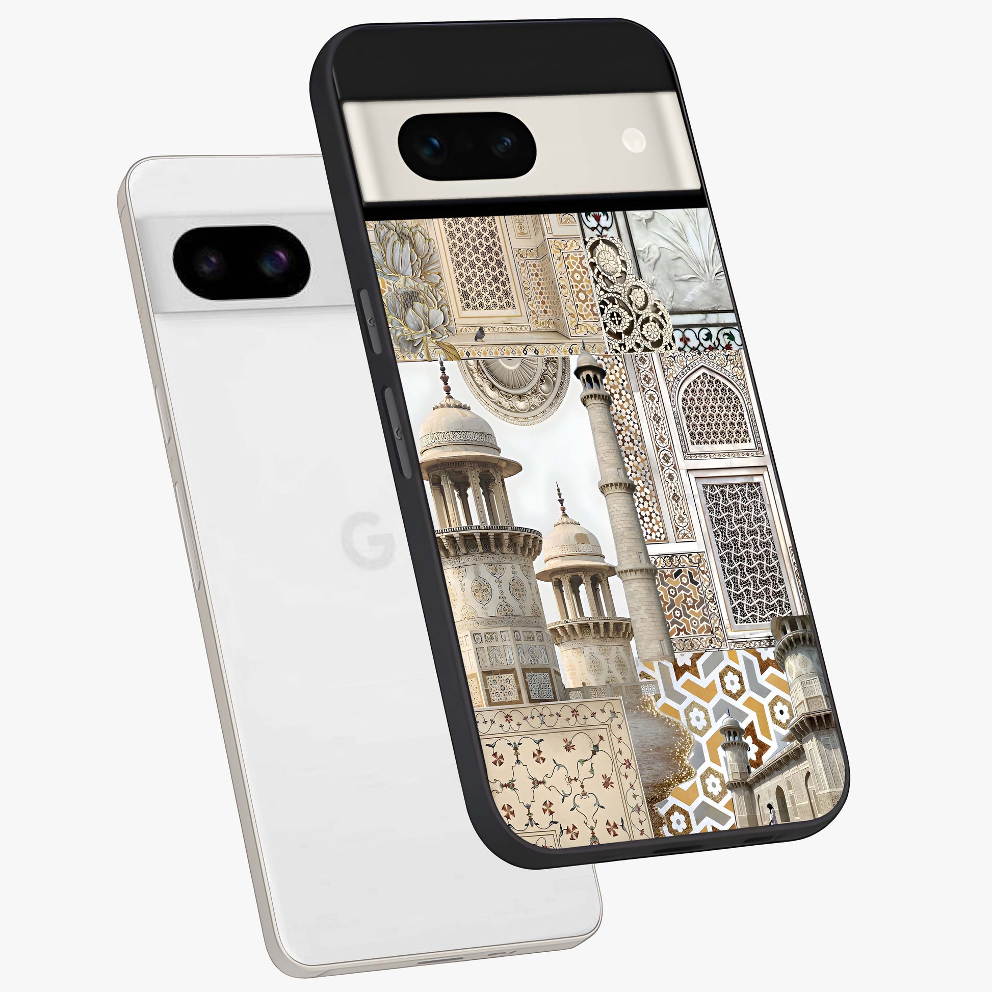 Mughal Marble Legacy Glass Case displayed in angled mockup highlighting elegant heritage marble artwork with royal aesthetic.
