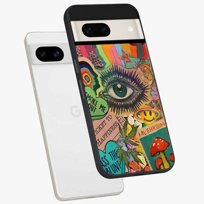 Mystic Eye Wonderland Glass Case displayed in angled mockup highlighting magical eye illustration with dreamy aesthetic.