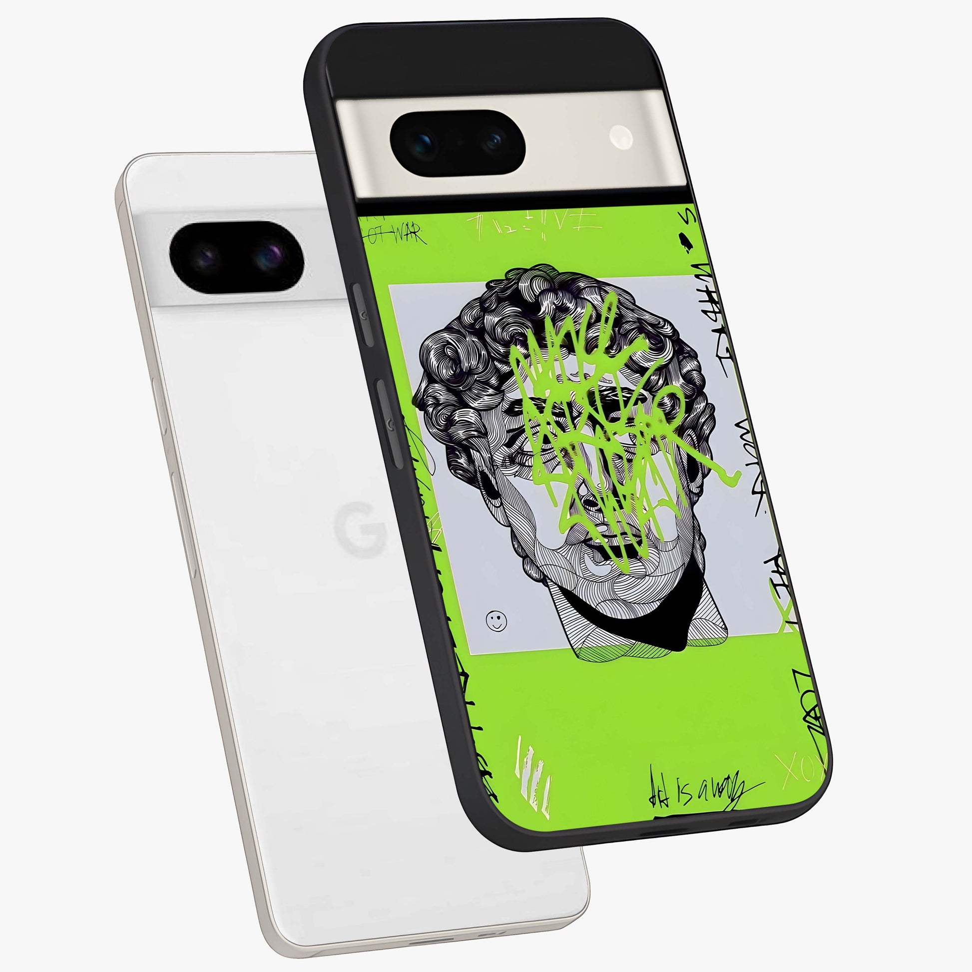 Neo Graffiti Rebellion Glass Case displayed in angled mockup highlighting urban street art design with rebellious aesthetic.