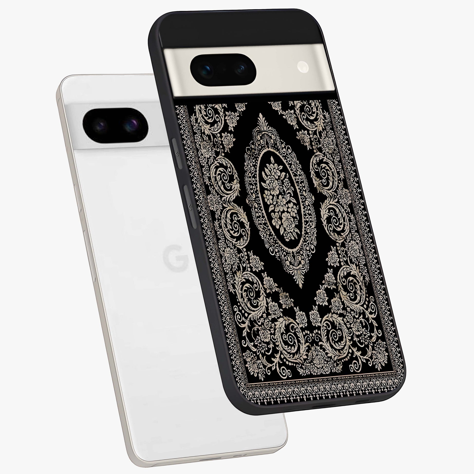 Noir Bloom Elegance Glass Case displayed in angled mockup highlighting refined flower design with stylish noir aesthetic.