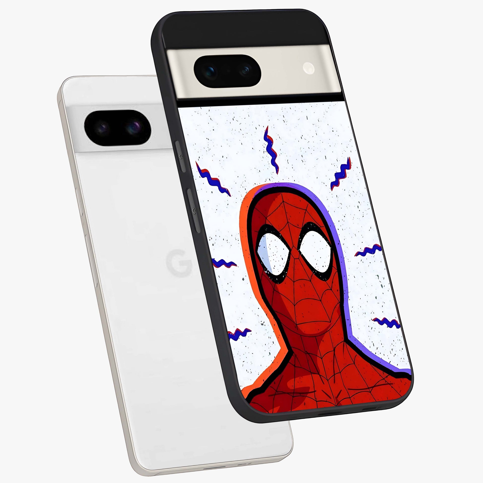 Omg Spiderman Glass Case displayed in angled mockup highlighting dynamic hero illustration with action comic aesthetic.