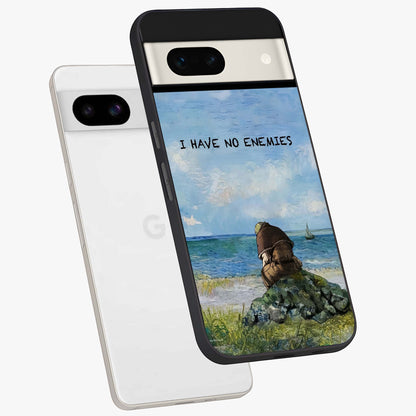 Peace Beyond War Glass Case displayed in angled mockup highlighting meaningful message design with artistic aesthetic style.