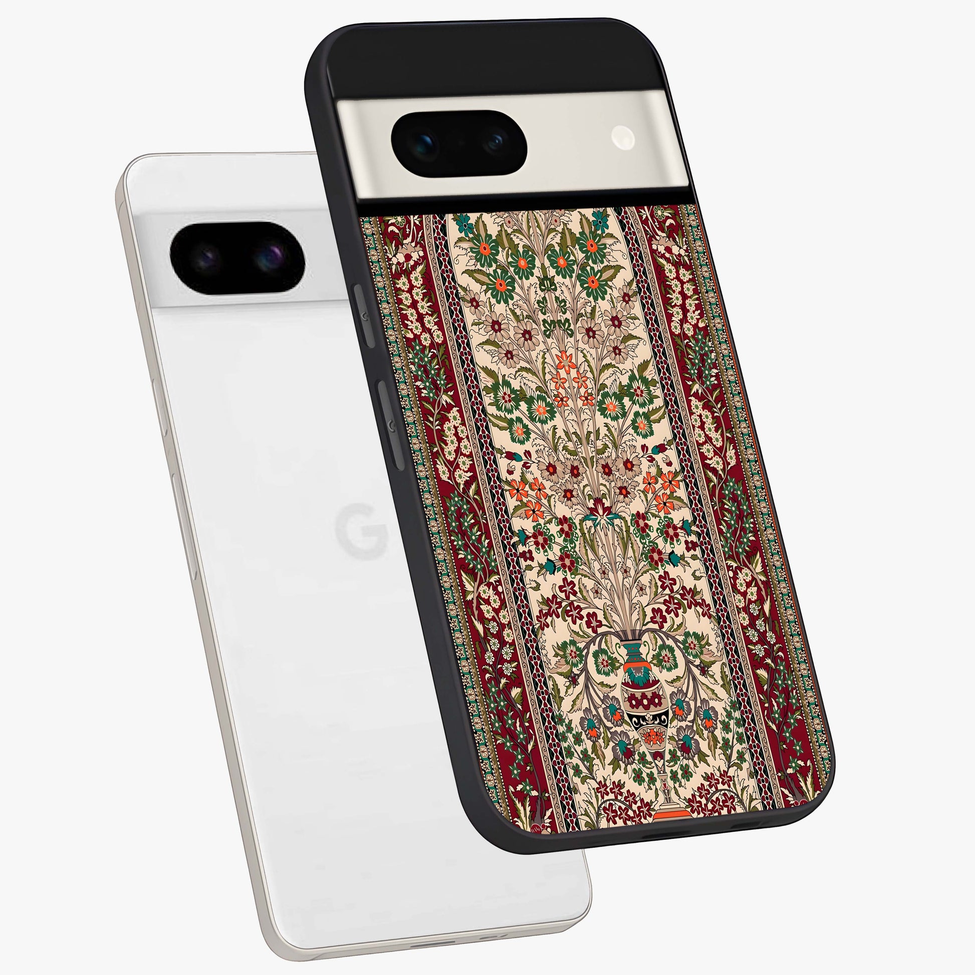 Persian Inspired Glass Case displayed in angled mockup highlighting intricate traditional design with elegant cultural aesthetic.