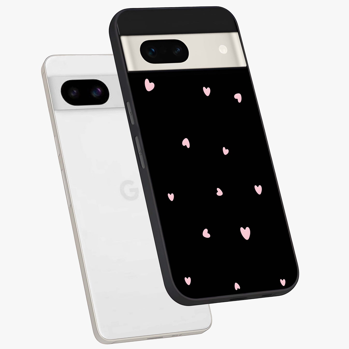 Pink Love Drops Glass Case displayed in angled mockup highlighting cute love drop design with vibrant pink aesthetic.