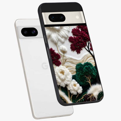 Radiant Bloom Elegance Glass Case displayed in angled mockup highlighting graceful floral design with radiant aesthetic style.