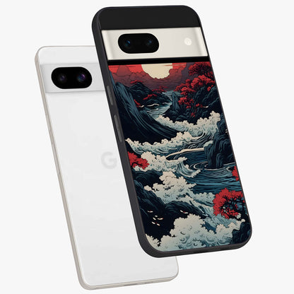 Red Sunset Scenery Glass Case displayed in angled mockup highlighting glowing sunset sky design with scenic aesthetic.