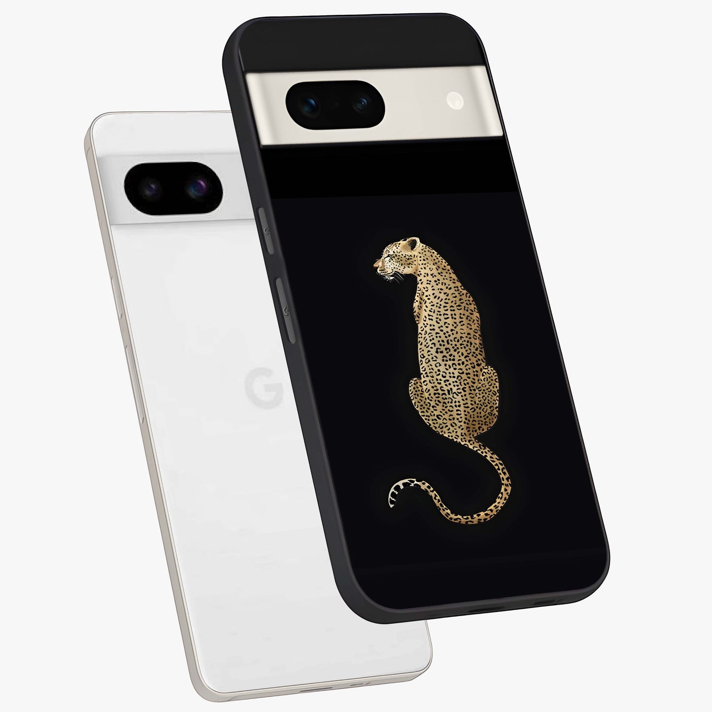 Regal Leopard Glass Case displayed in angled mockup highlighting powerful animal illustration with stylish wild aesthetic.