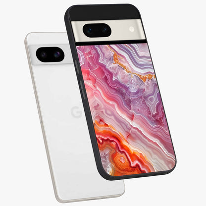 Rose Quartz Marble Glass Case displayed in angled mockup highlighting elegant marble pattern with soft aesthetic style.