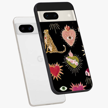Sacred Jungle Heart Glass Case displayed in angled mockup highlighting lush tropical design with natural aesthetic style.