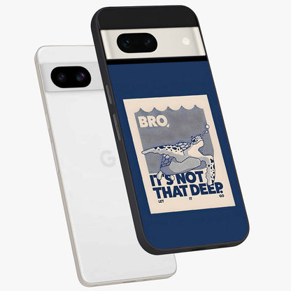 Worry Less Swim Glass Case displayed in angled mockup highlighting fun typography design with relaxed aesthetic style.