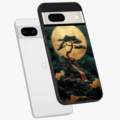 Zen Moon Rise Glass Case displayed in angled mockup highlighting peaceful lunar design with zen aesthetic style.