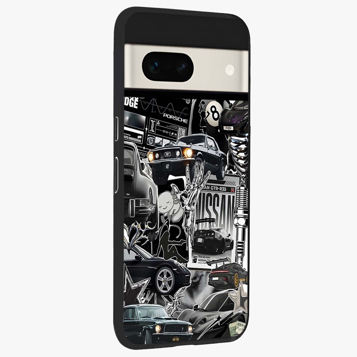 Aesthetic Dark Love Glass Case upright view showcasing dramatic romantic artwork with modern aesthetic style.