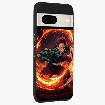 Blazing Sword Resolve Glass Case upright view showcasing dramatic warrior inspired artwork with intense visual style.