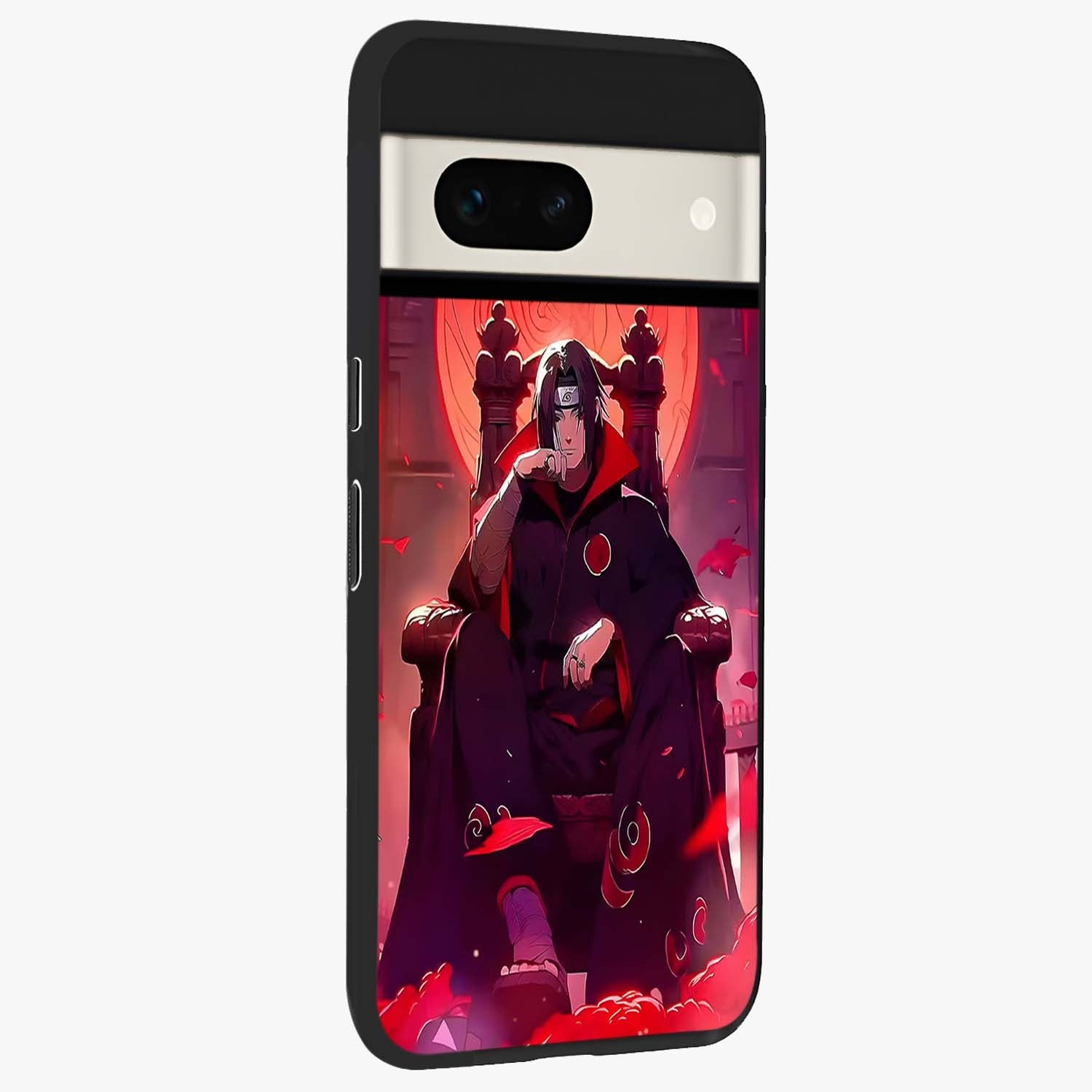 Blood Moon Sovereign Glass Case upright view showcasing powerful moon inspired artwork with cosmic aesthetic style.