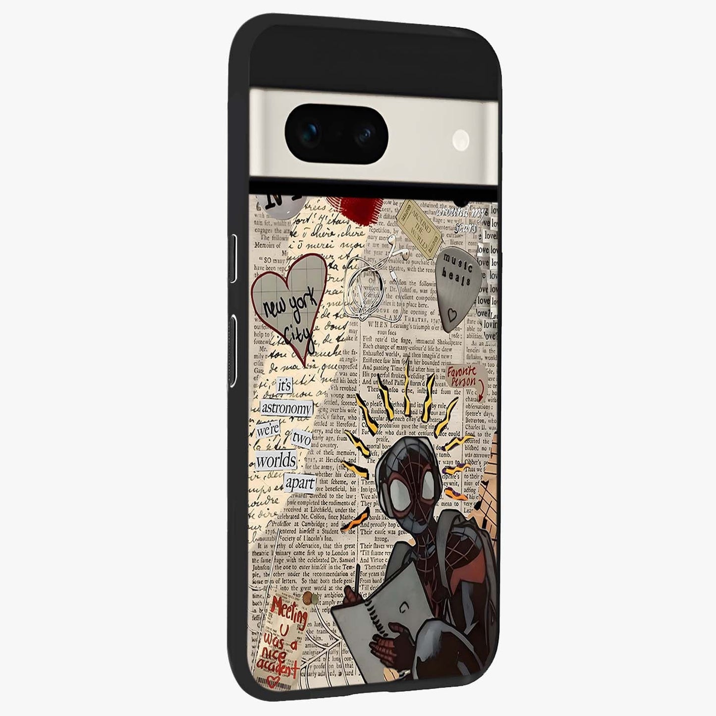 City Dream Sketch Glass Case upright view showcasing urban skyline artwork with stylish hand drawn design.