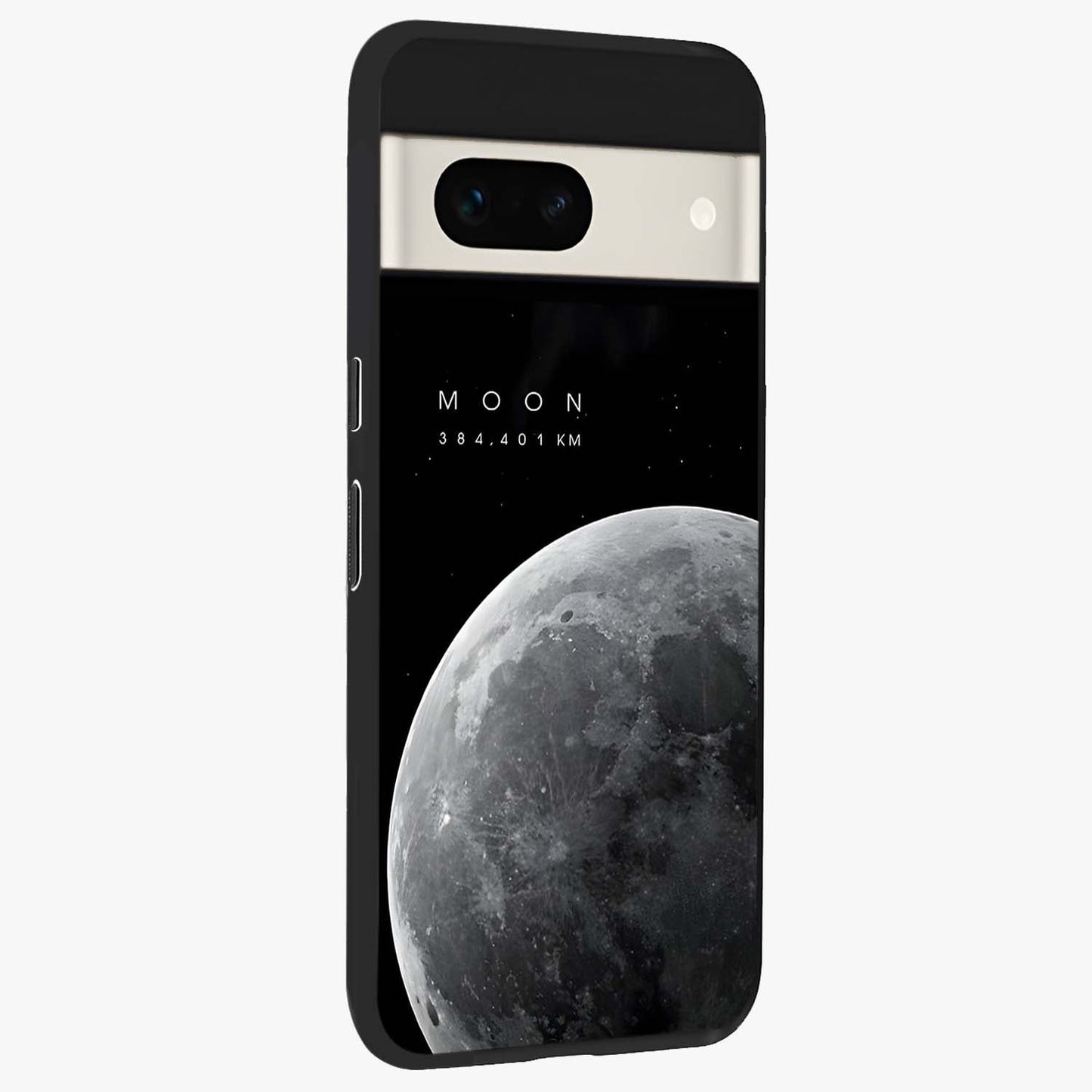 Cosmic Moon Glow Glass Case upright view showcasing luminous moon illustration with dreamy cosmic style.