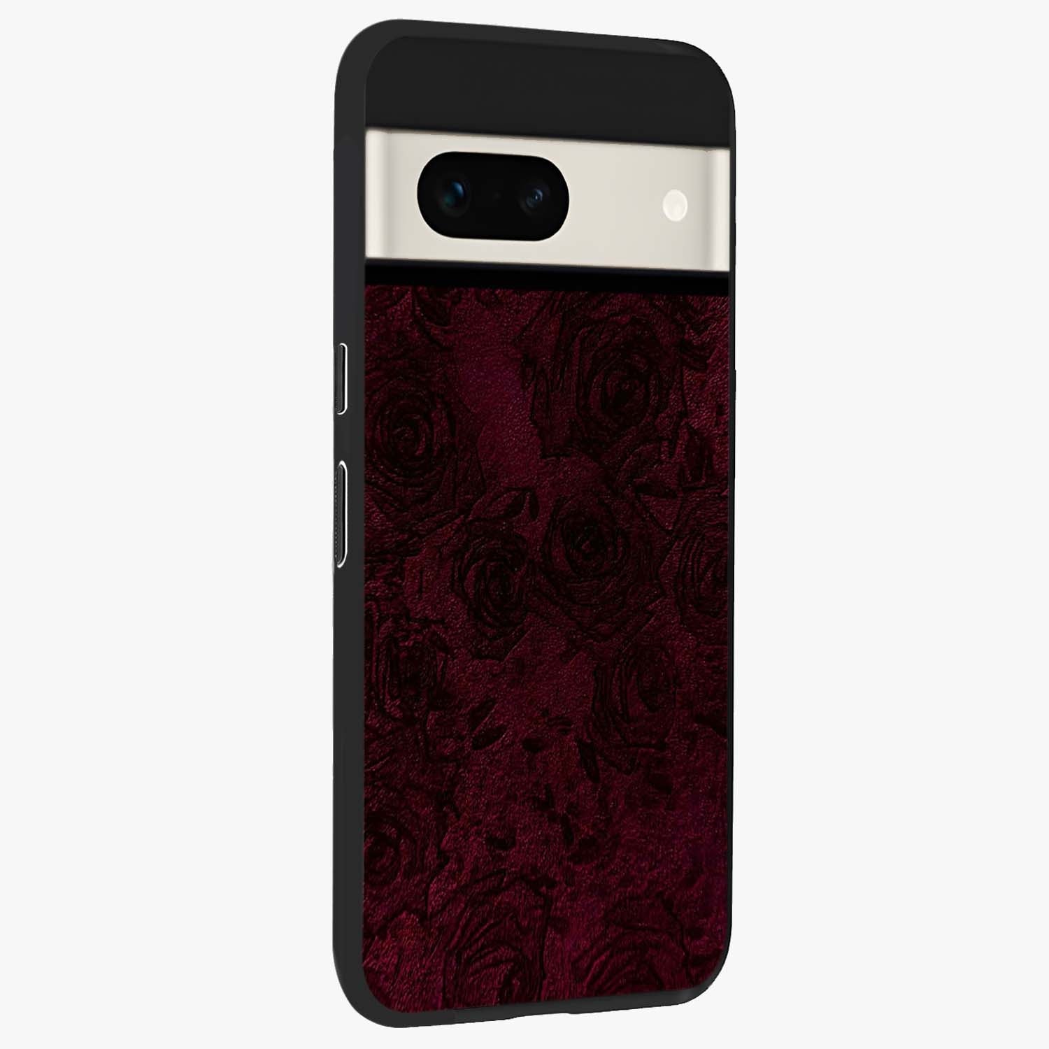 Crimson Fade Flow Glass Case upright view showcasing dynamic crimson flow artwork with stylish abstract theme.