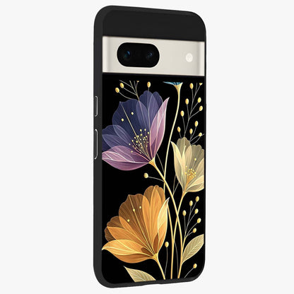 Delicate Multicolor Flowers Glass Case upright view showcasing delicate floral artwork with bright botanical theme.