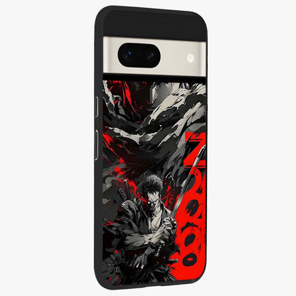 Demon Sword Resolve Glass Case upright view showcasing dramatic warrior artwork with intense battle theme.