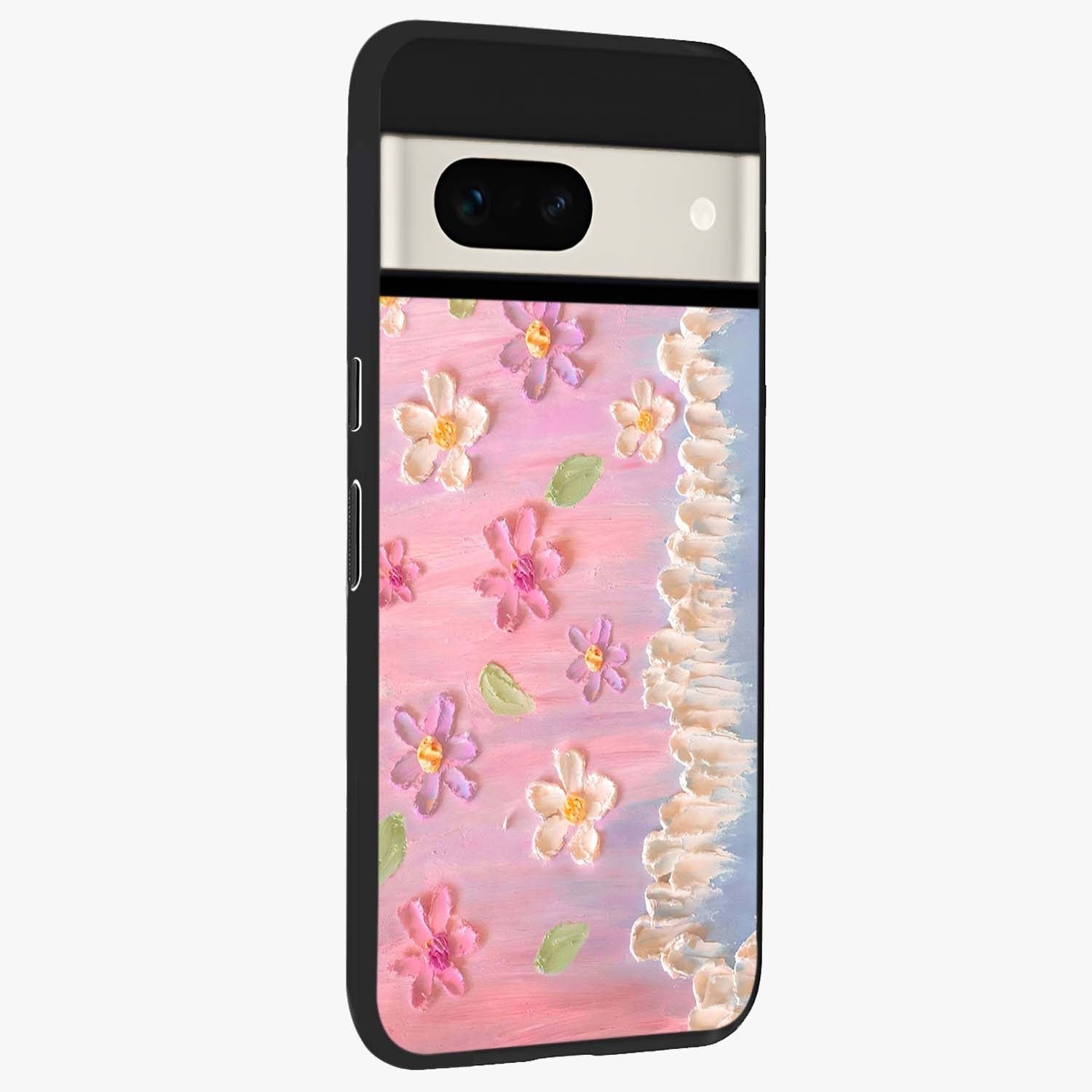 Dreamy Painted Garden Glass Case upright view showcasing vibrant floral garden artwork with artistic nature theme.
