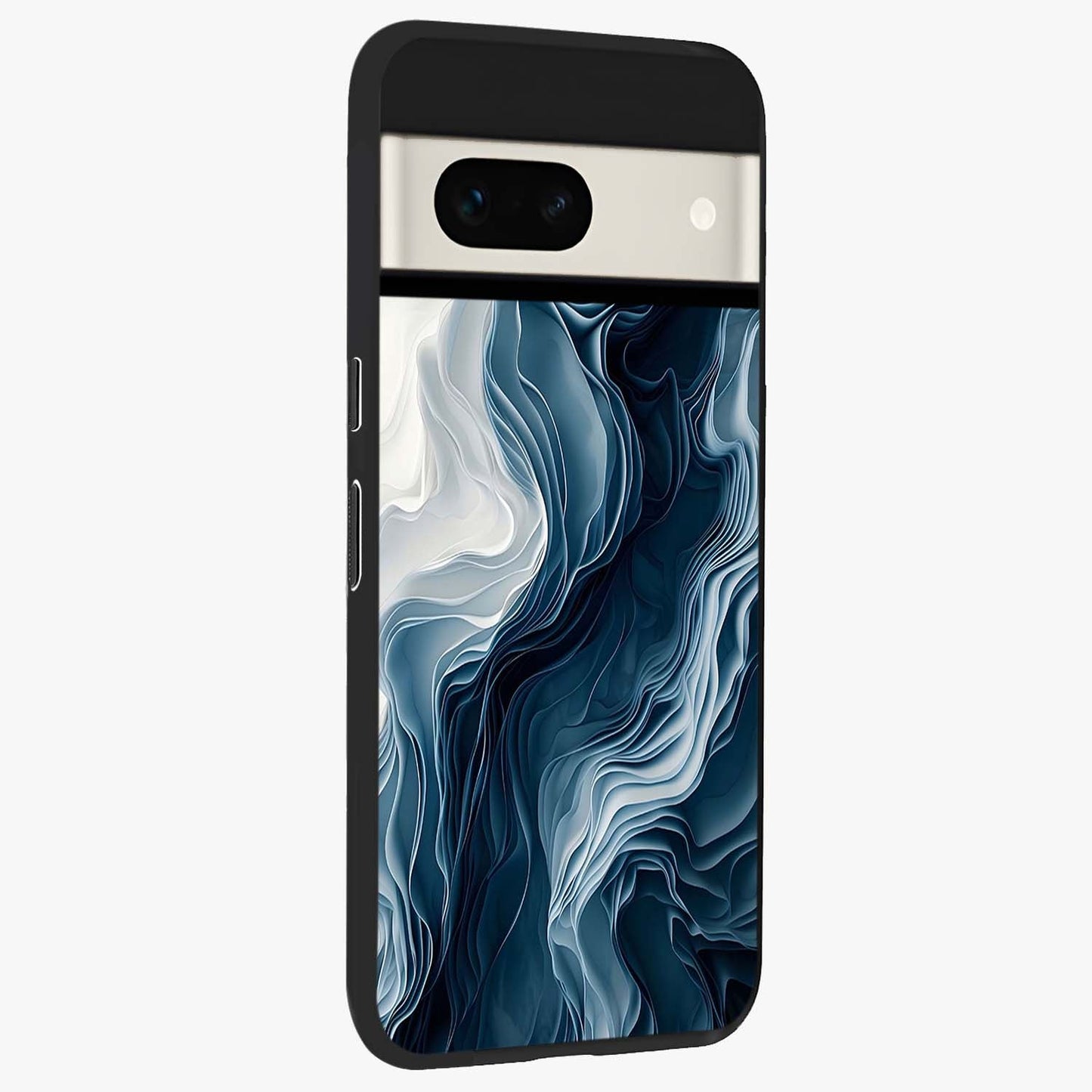 Ethereal Paper Marble Glass Case upright view showcasing smooth marble artwork with refined minimalist theme.