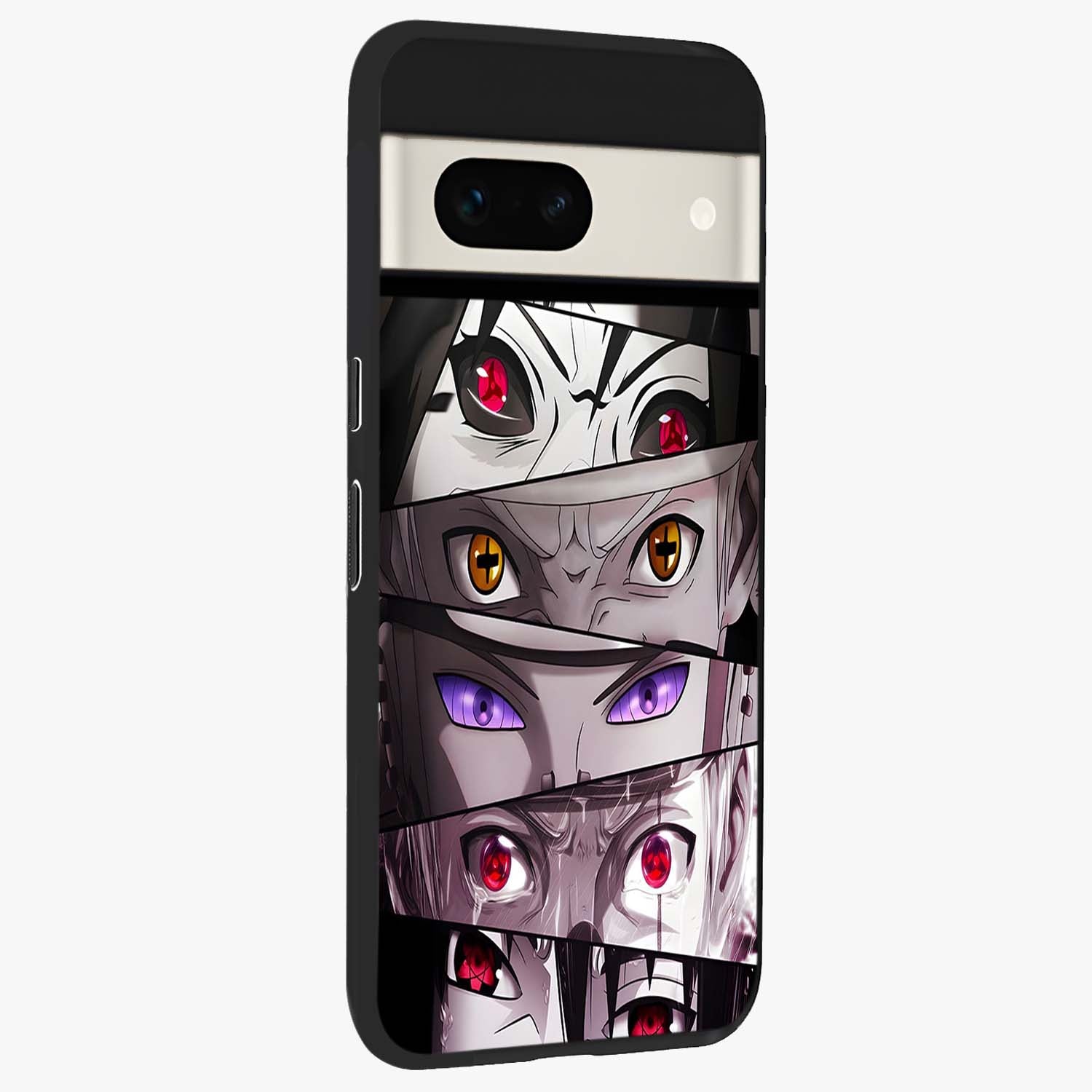 Eyes of Destiny Glass Case upright view showcasing symbolic eye artwork with dramatic artistic theme.
