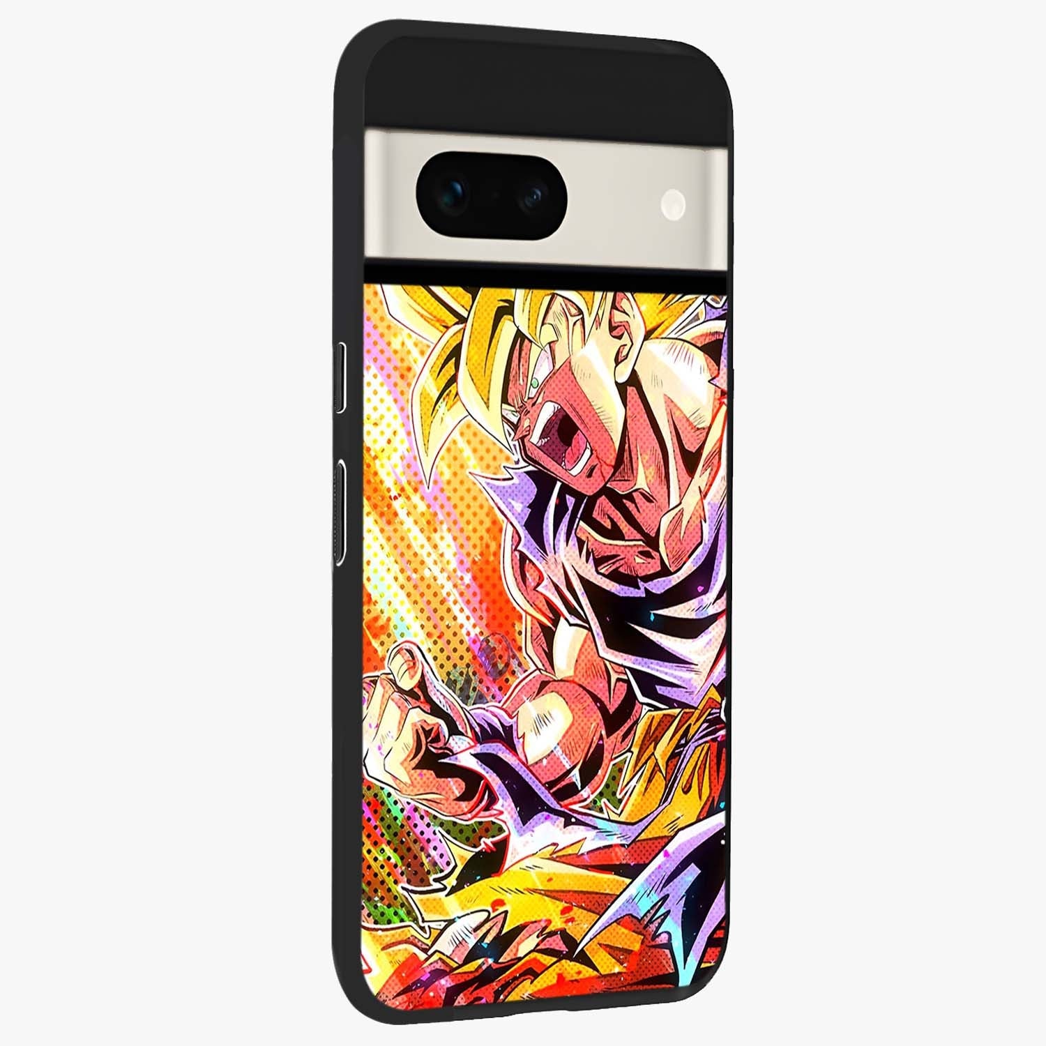 Firing Goku Glass Case upright view showcasing energetic anime artwork with bold warrior theme.