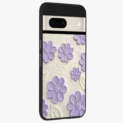 Floral Wall Art With Purple Flowers Glass Case upright view showcasing elegant purple flower artwork with decorative floral theme.