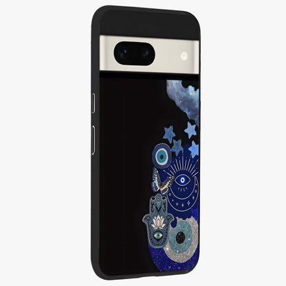 Galactic Charm Cluster Glass Case upright view showcasing glowing cosmic charm artwork with magical celestial style.
