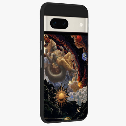Galactic Divine God Glass Case upright view showcasing mystical divine artwork with dramatic cosmic theme.