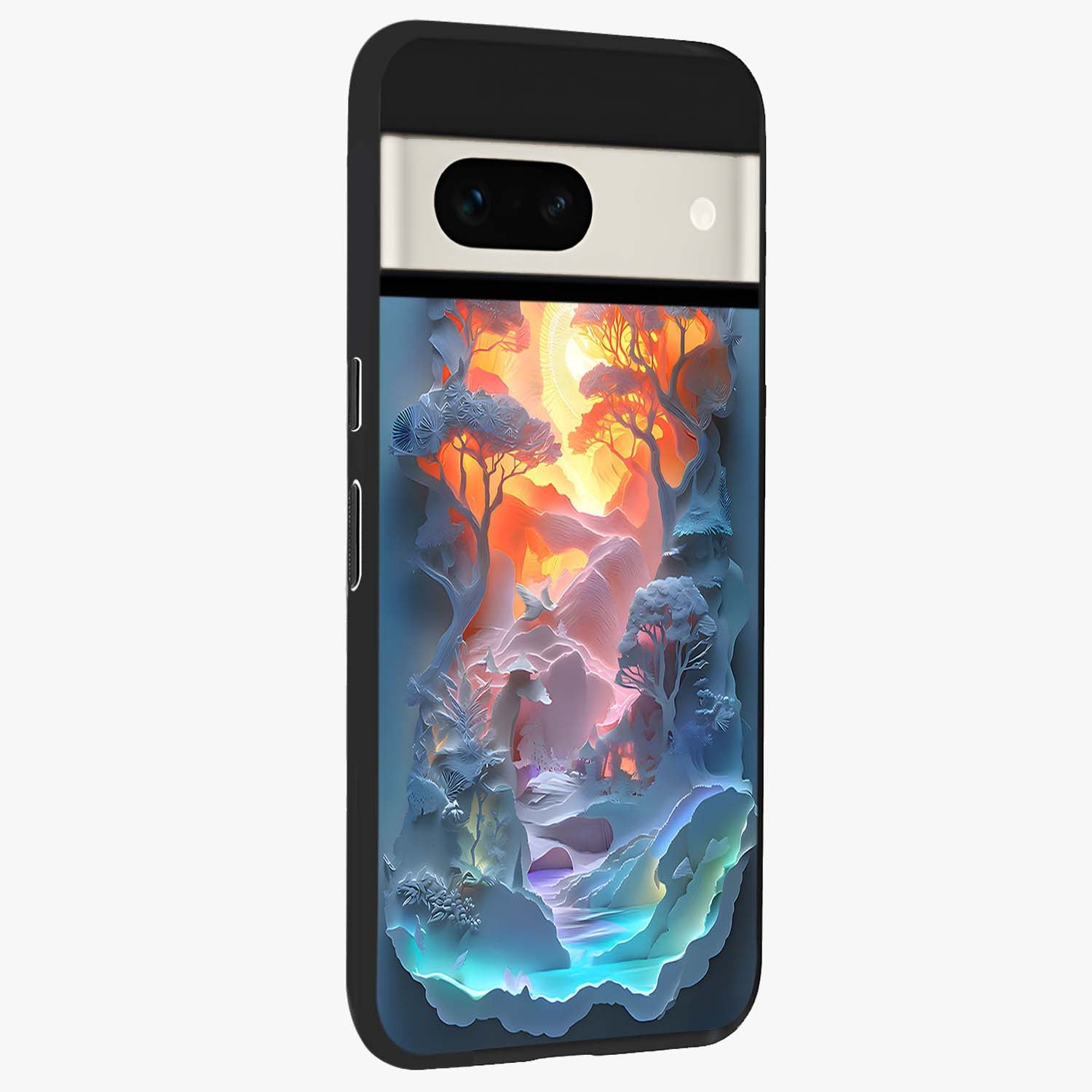 Glow Forest Portal Glass Case upright view showcasing enchanted forest portal artwork with fantasy nature theme.
