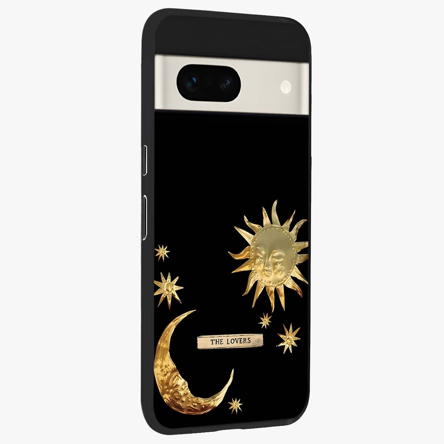Gold Sun Blush Glass Case upright view showcasing glowing sun artwork with elegant celestial theme.