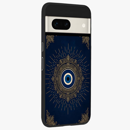 Golden Celestial Charm Glass Case upright view showcasing radiant celestial artwork with elegant golden theme.