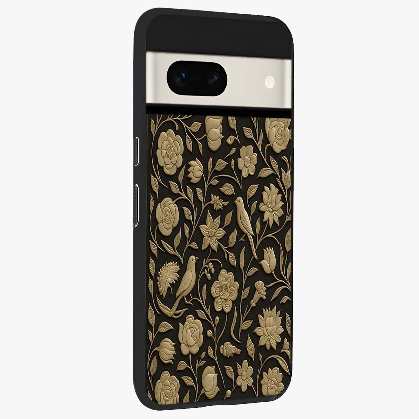 Golden Evil Eye Mandala Glass Case upright view showcasing decorative evil eye mandala artwork with spiritual aesthetic style.