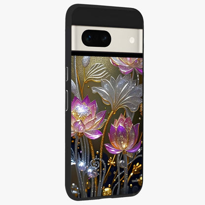 Golden Floral Majesty Glass Case upright view showcasing majestic floral artwork with rich decorative theme.