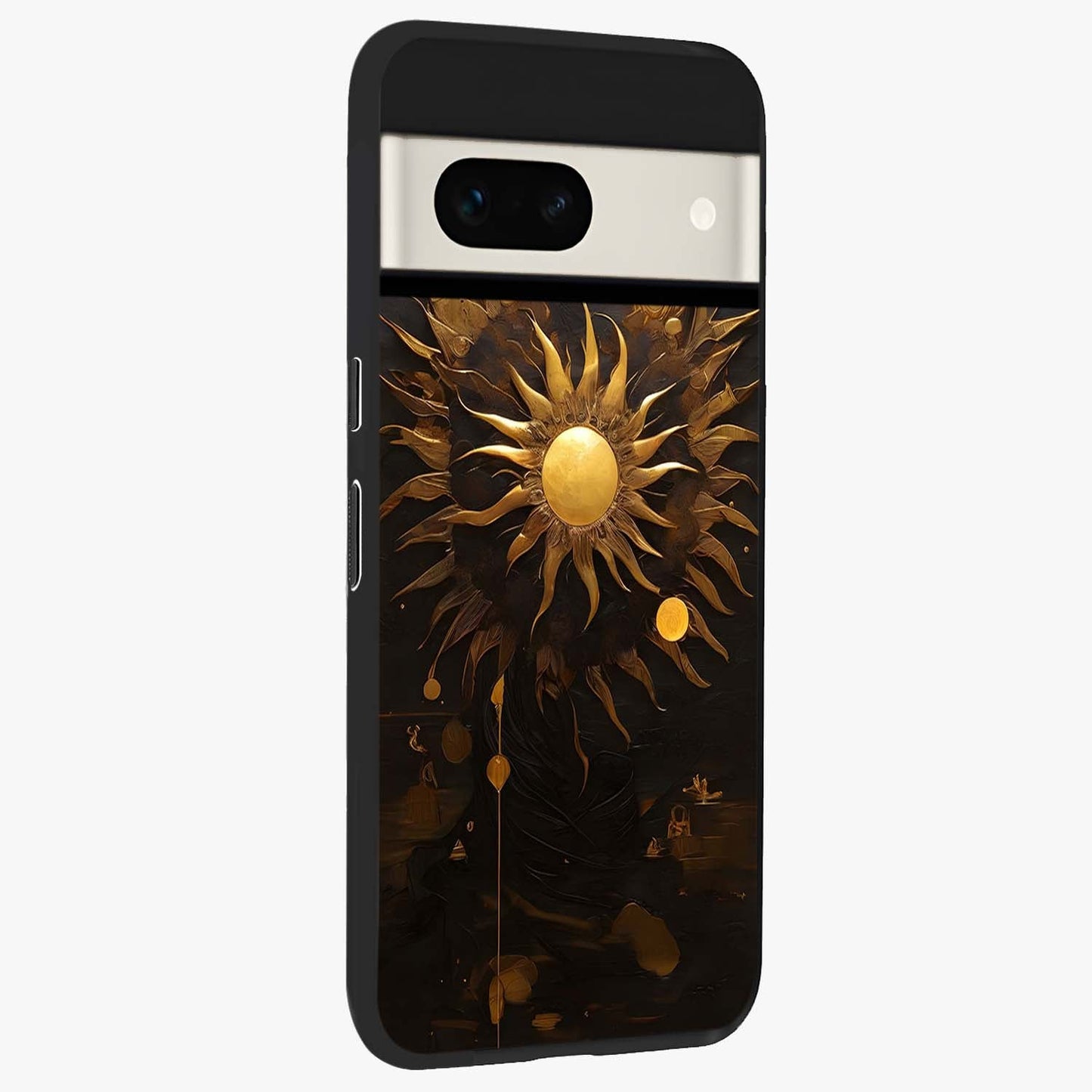 Golden Sun Majesty Glass Case upright view showcasing haunting graveyard artwork with dramatic dark theme.