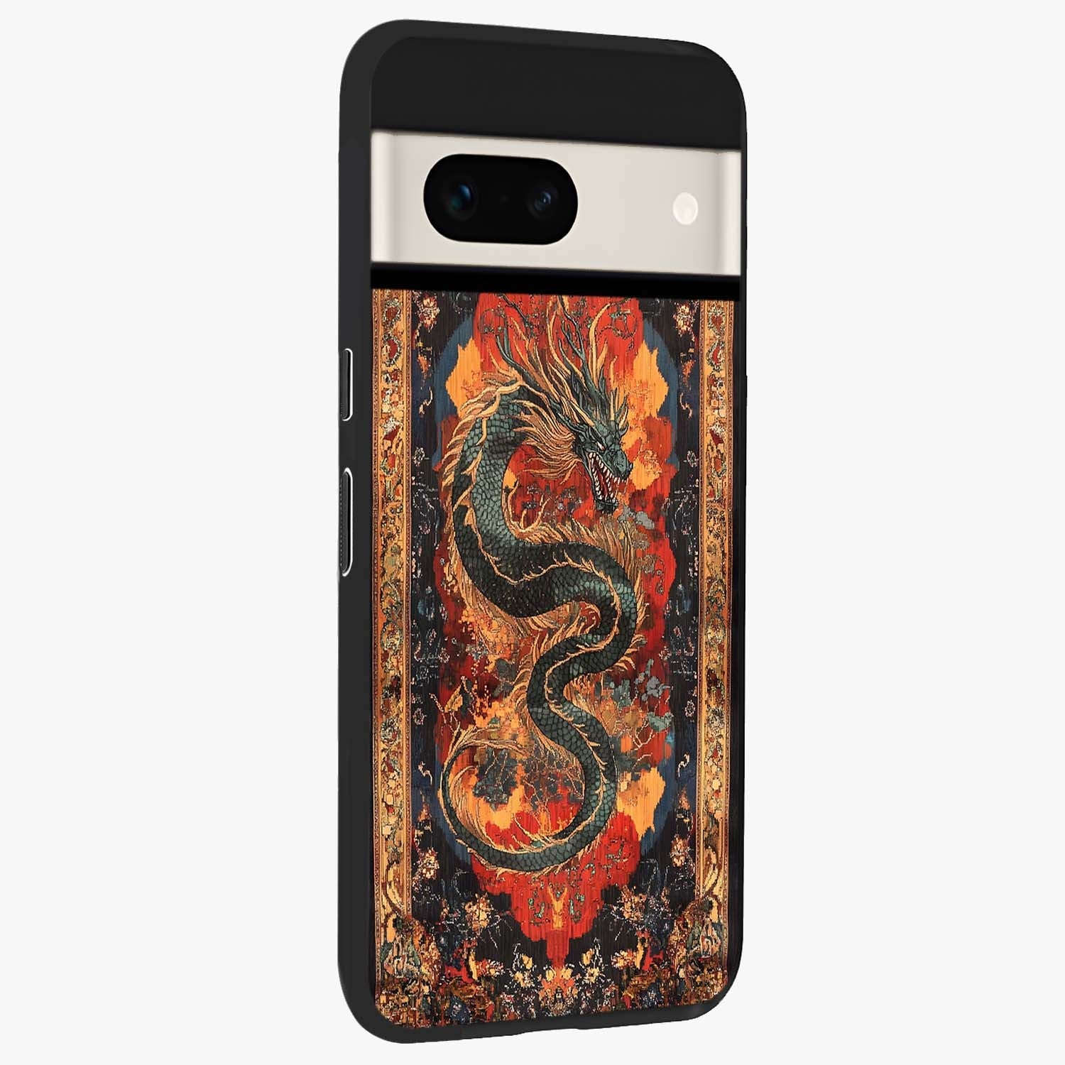 Inferno Dragon Soul Glass Case upright view showcasing intense dragon artwork with fantasy fire theme.