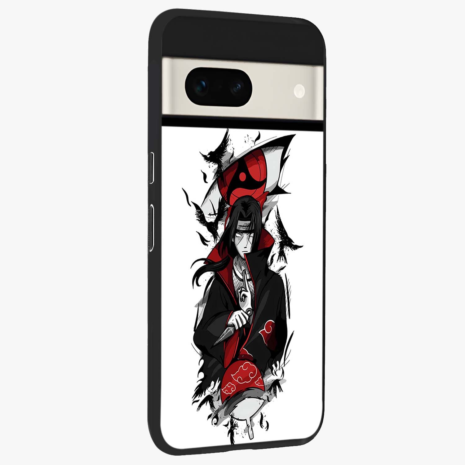 Itachi Limited Edition Naruto Anime Glass Case upright view showcasing intense anime artwork with powerful character theme.