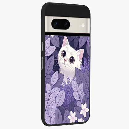 Lilac Hide Peek Cat Glass Case upright view showcasing charming cat artwork with adorable peek theme.