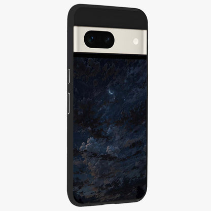 Lunar Veil Silence Glass Case upright view showcasing calm moon themed artwork with serene night atmosphere.